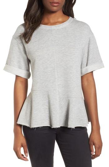 Women's Caslon Mixed Seam Short Sleeve Sweatshirt - Grey