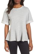 Women's Caslon Mixed Seam Short Sleeve Sweatshirt - Grey