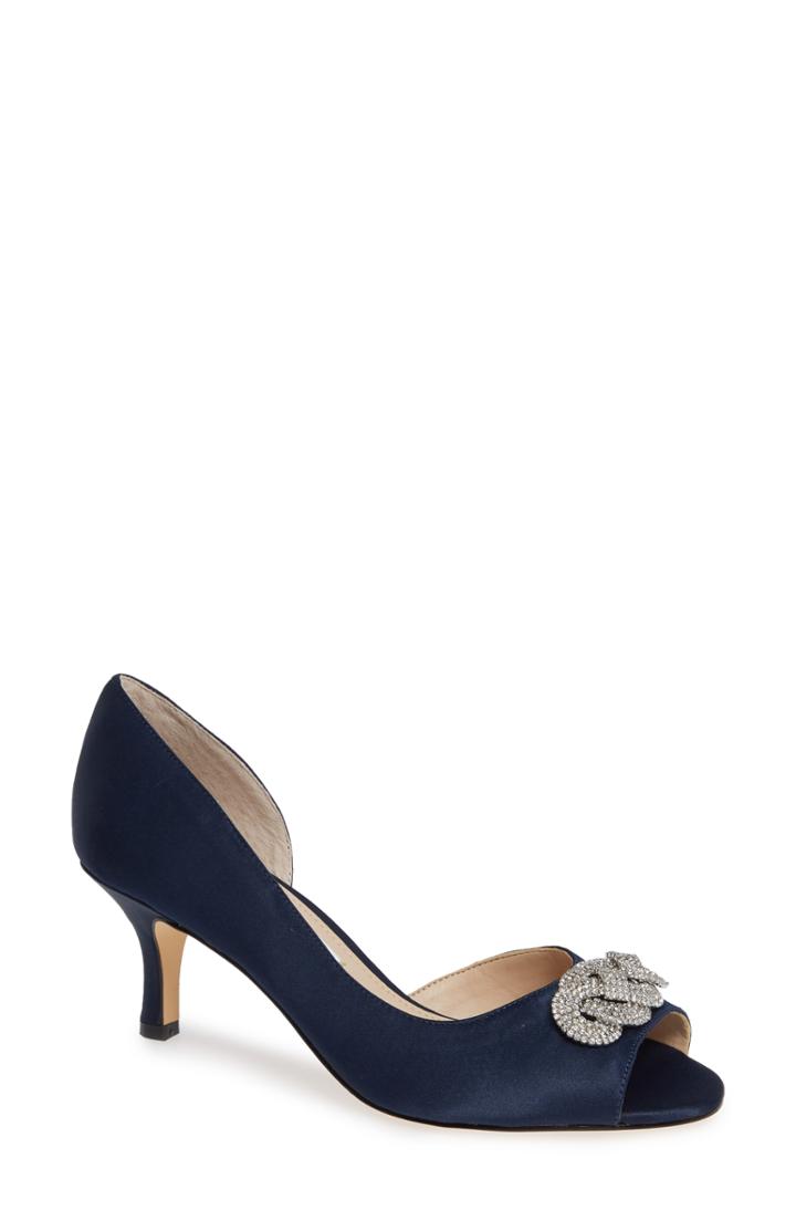Women's Nina Madolyn Embellished Open Toe Pump .5 M - Blue
