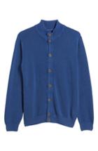 Men's David Donahue Stonewash Cotton Cardigan, Size - Blue