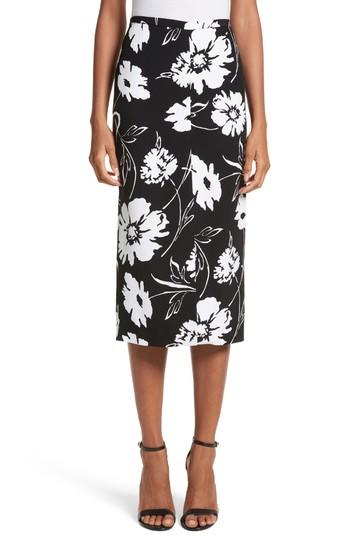Women's Michael Kors Floral Print Pencil Skirt - Black