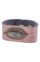 Women's Nakamol Design Oval Stone Leather Cuff Bracelet