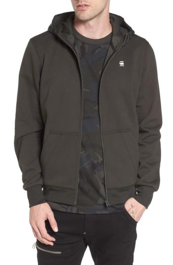 Men's G-star Raw Core Hooded Zip Sweatshirt - Grey