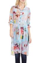 Women's Vince Camuto Faded Blooms Side Tie Tunic, Size - Blue