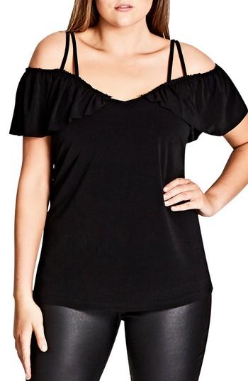 Women's City Chic Frill Off The Shoulder Top