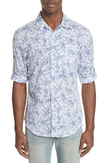 Men's John Varvatos Slim Fit Floral Print Shirt - Blue/green