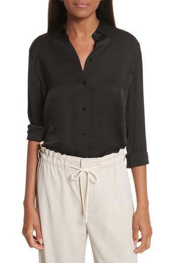 Women's Vince Slim Silk Blouse - Black