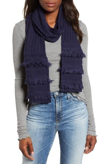 Women's Michael Michael Kors Rib Fringe Muffler, Size - Blue