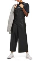 Women's Topshop Faux Leather Overalls Us (fits Like 0) - Black