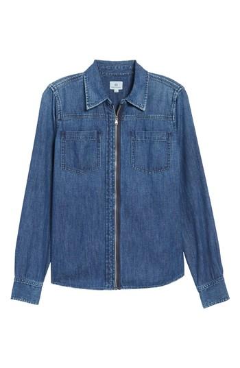 Women's Ag Christine Zip Front Denim Shirt - Blue