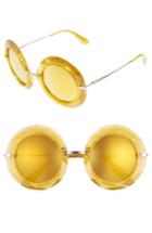 Women's Dolce & Gabbana 50mm Round Sunglasses - Gold/ Yellow