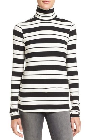 Women's Amour Vert 'flannery' Stripe Stretch Jersey Turtleneck