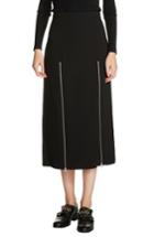Women's Maje Zip Detail Midi Skirt - Black