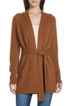 Women's Theory Malinka O Cashmere Tie Waist Cardigan, Size - Brown