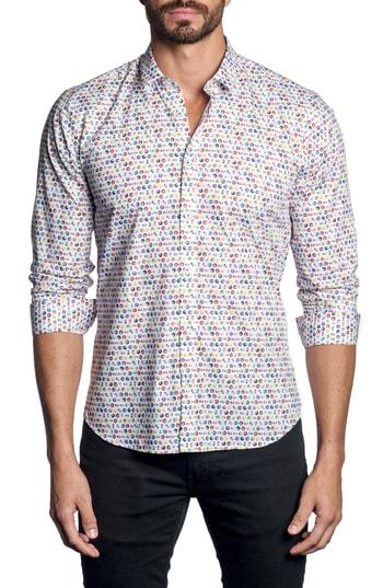 Men's Jared Lang Billiards Print Sport Shirt - White