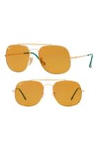 Women's Ray-ban 57mm Polarized Aviator Sunglasses - Gold