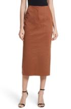 Women's Diane Von Furstenberg Midi Twill Pencil Skirt - Brown