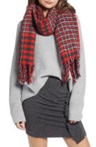 Women's Something Navy Check Blanket Scarf, Size - Red