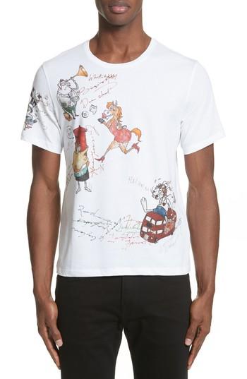 Men's Burberry Sketch Print Graphic T-shirt - White