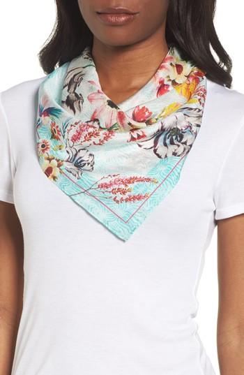Women's Nordstrom Print Silk Scarf, Size - Blue/green