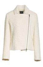 Women's Eileen Fisher Alpaca Wool Blend Boucle Moto Jacket, Size - White