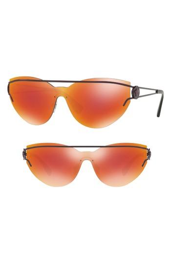 Women's Versace Rock Icons Medusa 138mm Rimless Shield Sunglasses - Violet Mirror