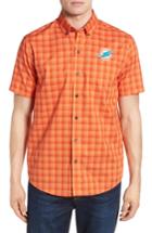 Men's Cutter & Buck Miami Dolphins - Fremont Regular Fit Check Sport Shirt - Orange