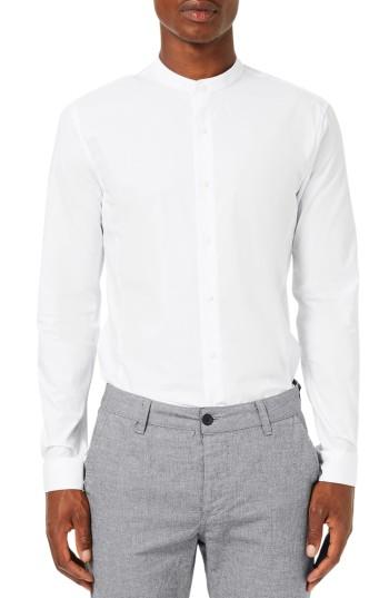 Men's Topman Band Collar Skinny Fit Dress Shirt - White