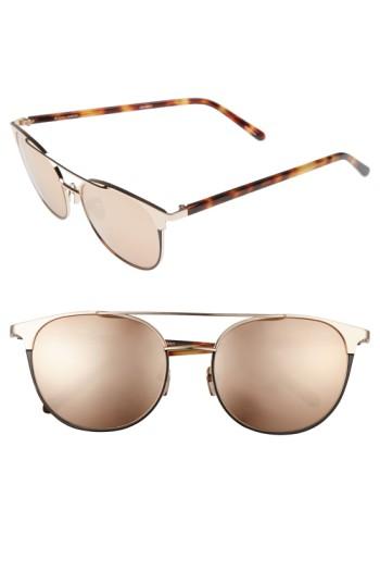 Women's Linda Farrow 54mm Gold Plated Aviator Sunglasses - Rose Gold/ Black Rim