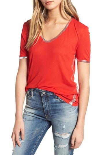 Women's Zadig & Voltaire Tino Foil Trim Tee - Red