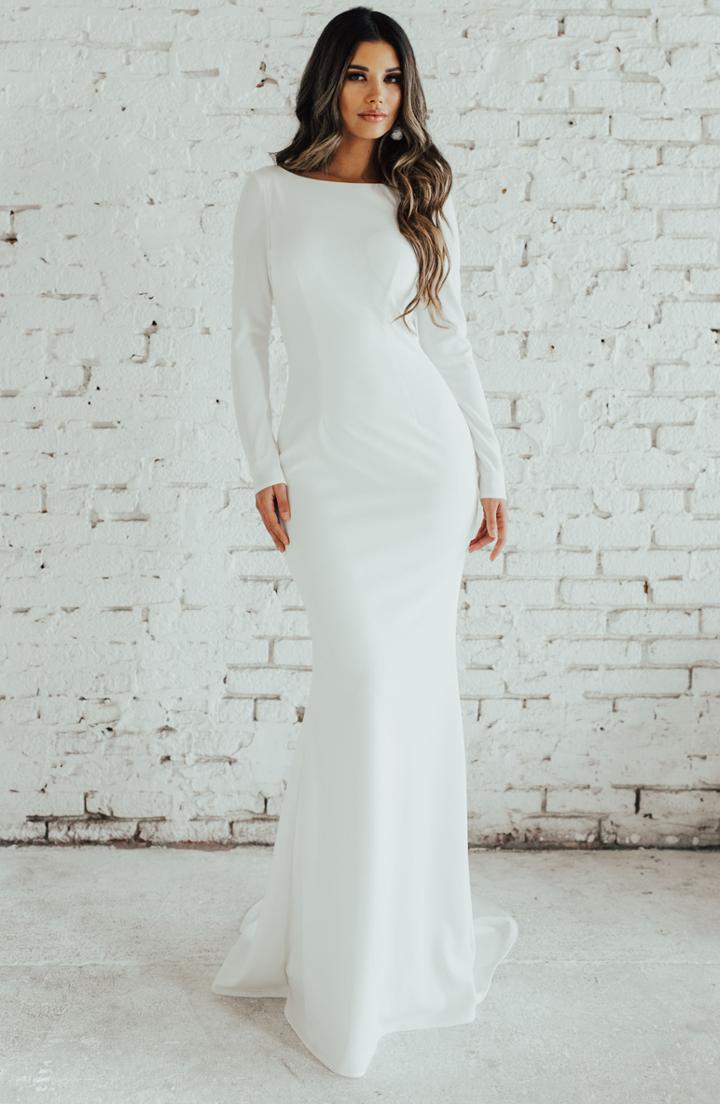 Women's Noel And Jean By Katie May Wasson Cowl Back Crepe Gown