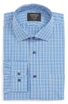 Men's Nordstrom Men's Shop Non-iron Trim Fit Microcheck Dress Shirt .5 - 32/33 - Blue