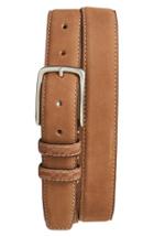 Men's Boconi 'tyler' Double Stitched Suede Belt - Tan