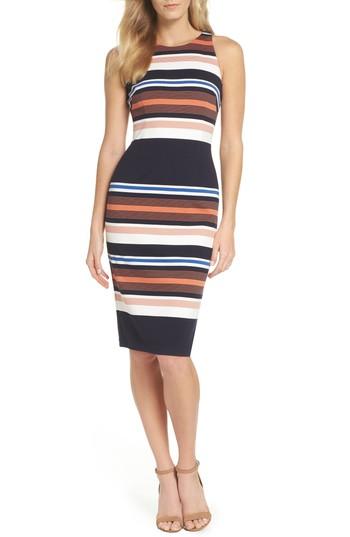 Women's Adrianna Papell Stripe Body-con Dress - Black