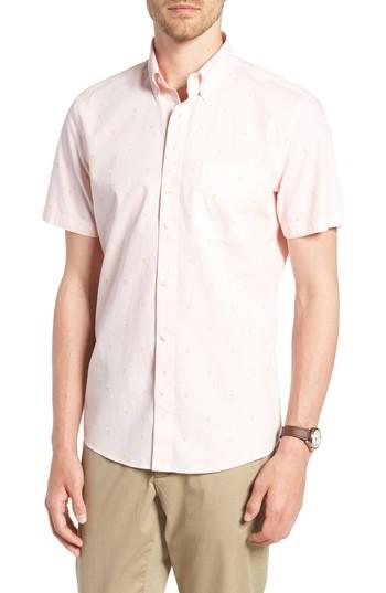 Men's 1901 Trim Fit Print Short Sleeve Sport Shirt - Pink