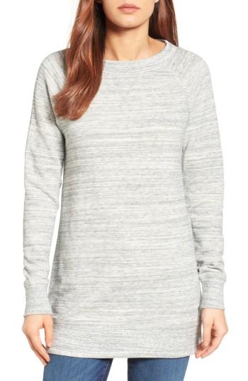 Petite Women's Caslon Space Dye Tunic Sweatshirt P - Grey