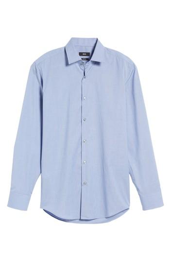 Men's Boss Jerris Slim Fit Easy Iron Check Dress Shirt .5 - Blue