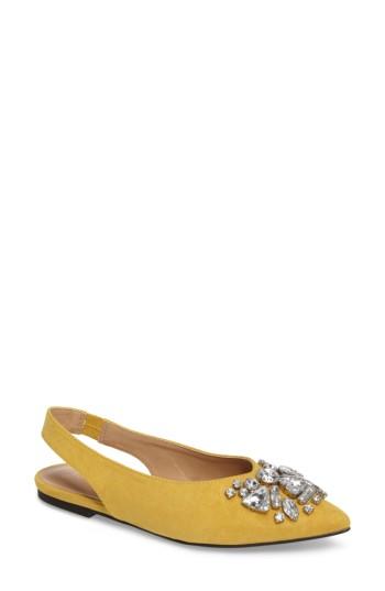 Women's Topshop Ava Embellished Slingback Flat .5us / 38eu - Yellow