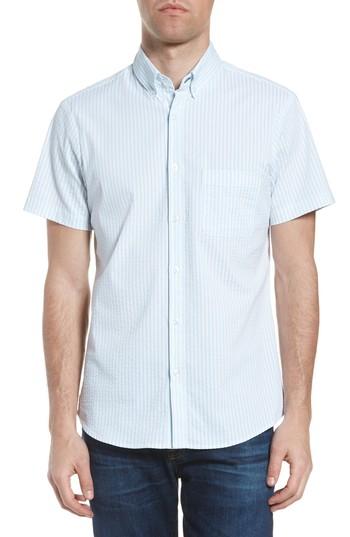 Men's Mizzen+main Hartley Seersucker Stripe Performance Sport Shirt - Blue