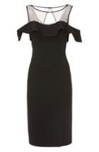 Women's Js Collections Illusion Neck Ruffle Sleeve Cocktail Dress