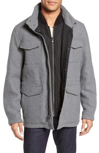 Men's Michael Kors Regular Fit Double Layer Field Jacket, Size - Grey
