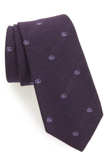Men's Gucci Gg Chevron Jacquard Tie, Size - Purple