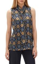 Women's Lafayette 148 New York Abbie Artistry Silk Blouse - Blue