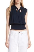 Women's Frame Tie Neck Smock Hem Top - Blue