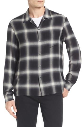 Men's Vince Ombre Check Sport Shirt - Black