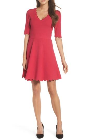 Women's Eliza J Scallop Fit & Flare Dress - Pink