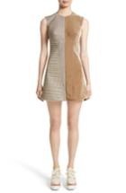 Women's Stella Mccartney Bonded Velvet & Check Mixed Media Dress Us / 38 It - Beige