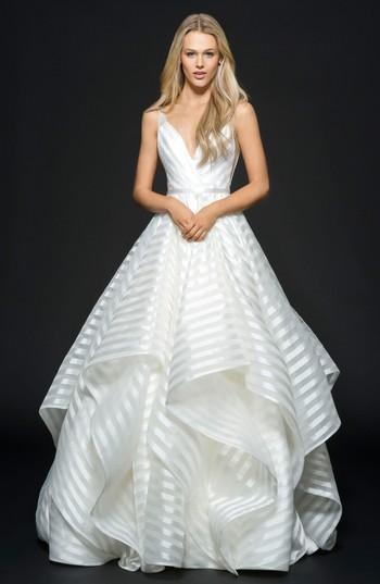 Women's Hayley Paige Decklyn Stripe Organza Ballgown, Size In Store Only - Ivory