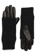 Women's Allsaints Knit & Leather Gloves - Black