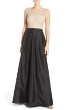 Women's Adrianna Papell Beaded Illusion Bodice Gown With Taffeta Skirt